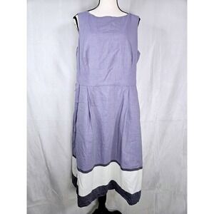 Anne Klein 14W Purple Colorblock Sleeveless‎ Pleated Sheath Dress